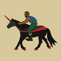 Mr T riding unicorn, 8x8 print