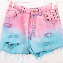 Vintage dyed denim high waist shorts
