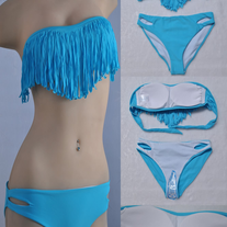 Bandeau Fringe Top Bikini Set 