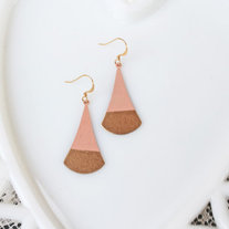 Blush Pink Color Dipped Brass Dangle Earrings