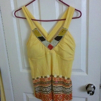 Self Esteem Yellow Beaded Tribal Top XL