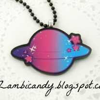 1.5 inch acrylic kawaii planet necklace