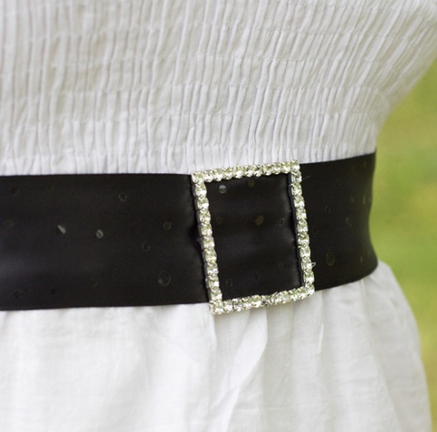 Bridal Sash with Rhinestone Buckle