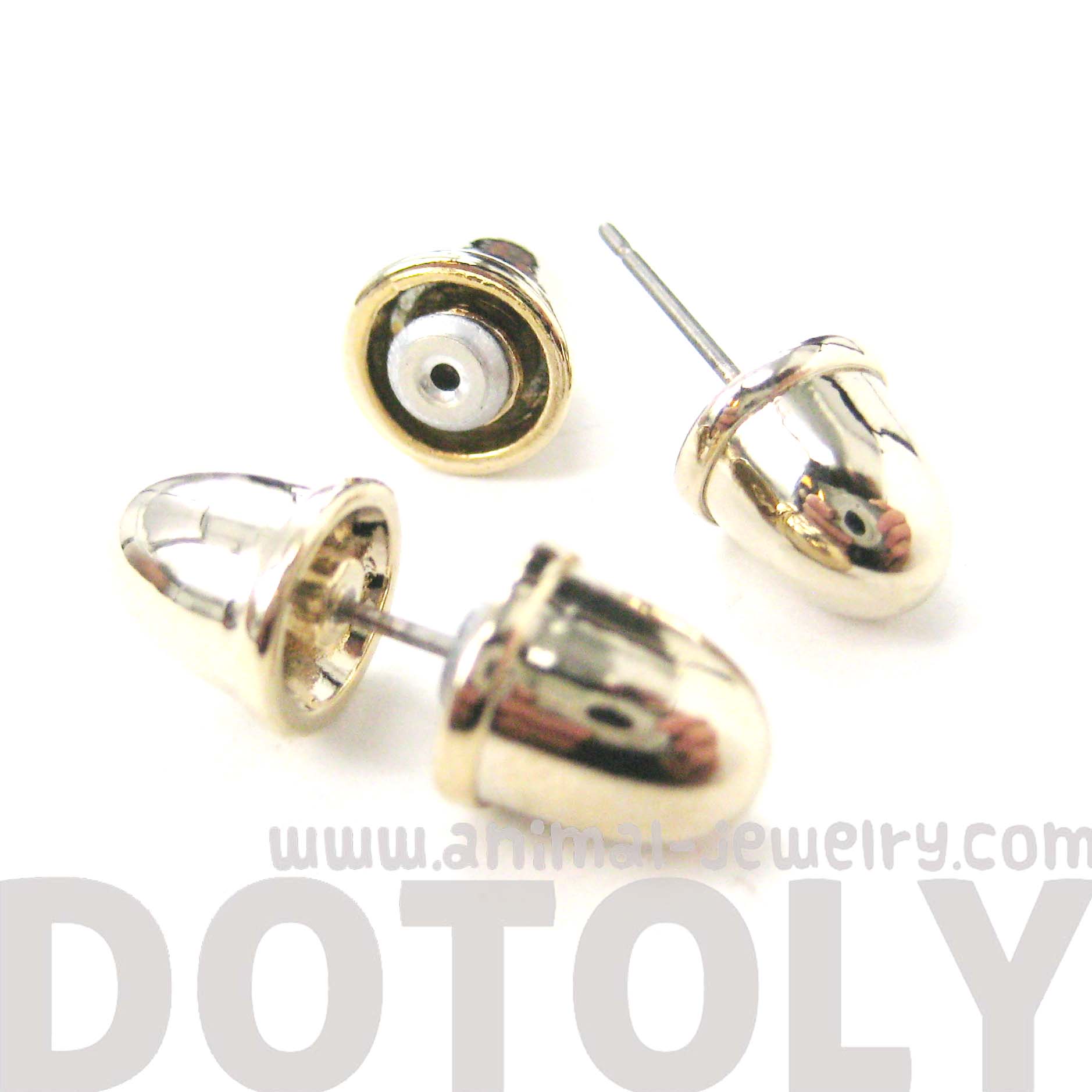 Bullet Shaped Faux Plug Fake Gauge Stud Earrings in Shiny Gold · DOTOLY