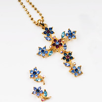 Swarovski Crystal Flower Cross Set