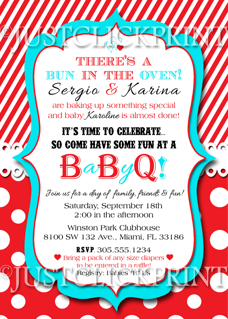 Bun in the Oven Baby Shower BBQ Invitation Printable