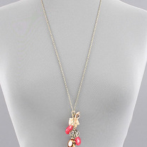 Antique Finish Whimsical Red Jade Briolette Necklace 