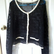 Forever 21+ Black and Creme Crocheted Cardigan 1X