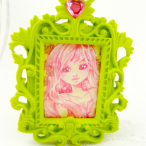 Lime green framed hand made marker piece
