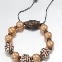 Bronze & Gold Pearl Slide Adjustable Macrame Chain Bracelet