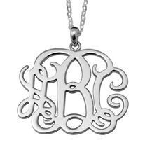 .925 Cut-Out Sterling Silver Monogram Necklace Pendant