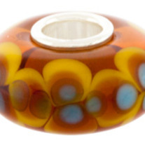 Sterling Silver Pandora Style Exotic Cinnamon Glass Bead