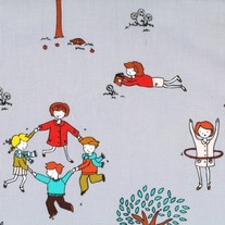 Fat Quarter-Little Apples Round and Round in Gray/1851015