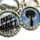 Seattle Fridge Magnet Set - A Sunny Day in Seattle - Bottle Cap Photo Magnets - Set of 5 - Thumbnail 1