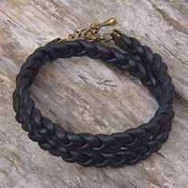Braided Black Leather Wrap Bracelet