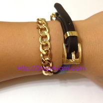 Leather and Chain Wrap Bracelet