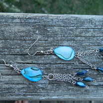 Blue Sea Shell Earings