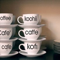 Coffee Around the World Word Mug Decals Set of 6