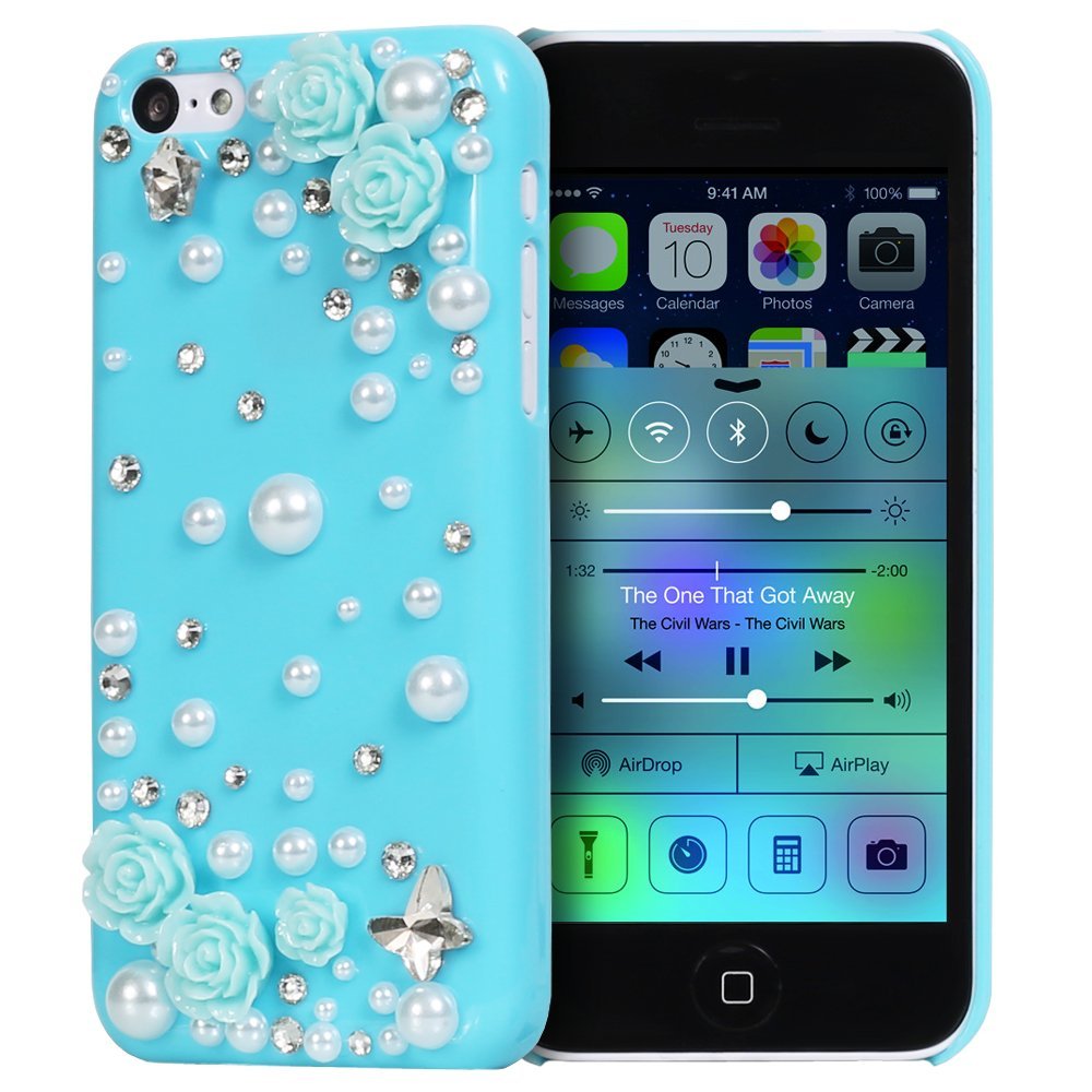 iphone 5c delicate 3d pearl crystal bling case in iphone 5c delicate 3d pearl crystal bling case in