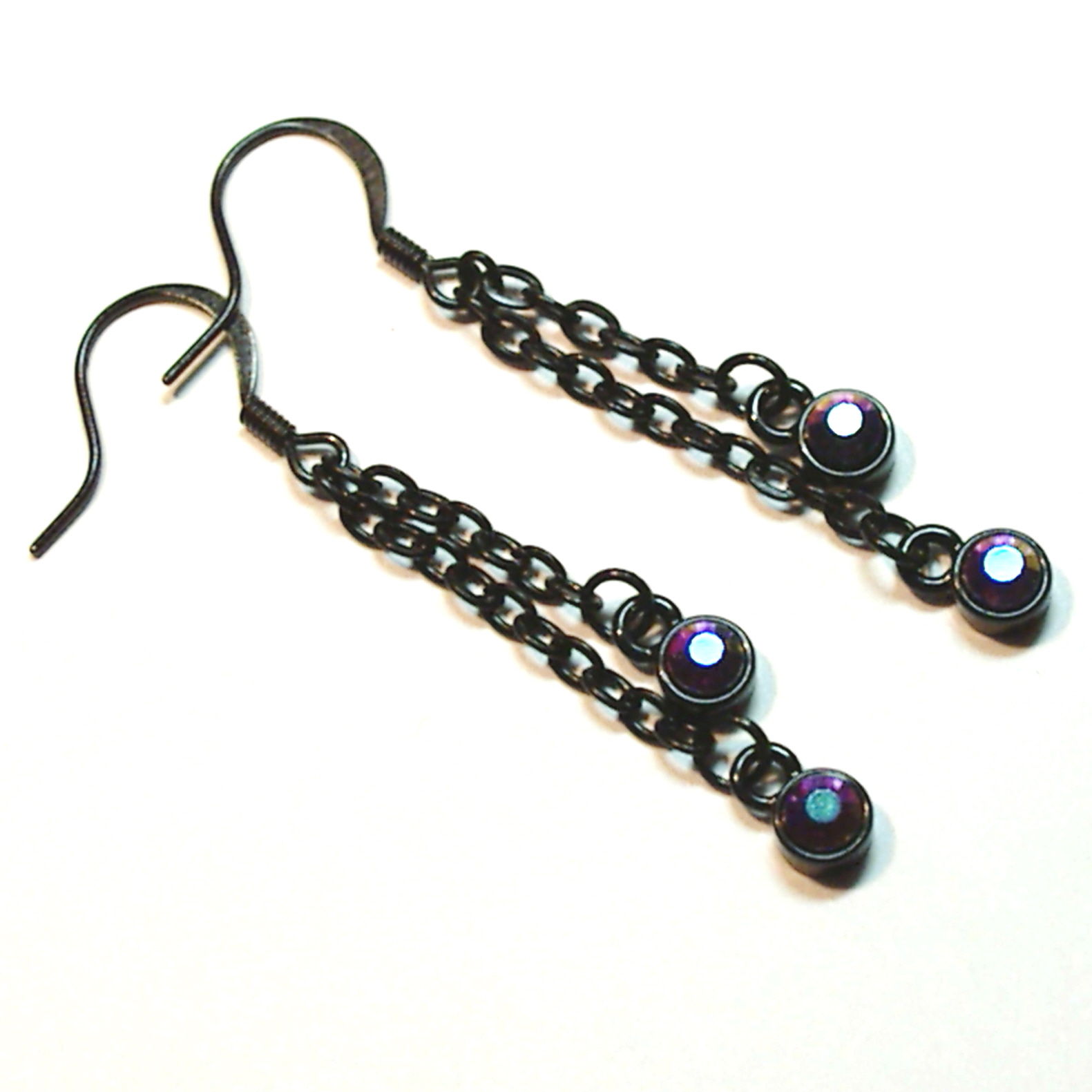 Purple Rhinestone Chain Earrings on Storenvy
