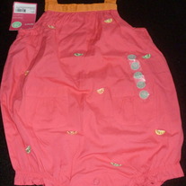 Pink Romper with Orange Ties-NEW-Carters Size 18 Months