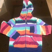 Multi Stripe Fleece Zip Up Jacket-Old Navy Size 5