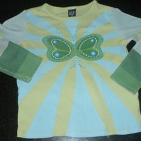 Green/Blue LS Shirt with Butterfly-Gap XS/4