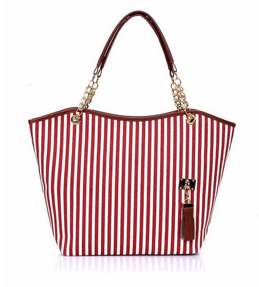... Tassel Stripe Canvas Tote Handbag Wholesale Shoulder bag - Thumbnail 2