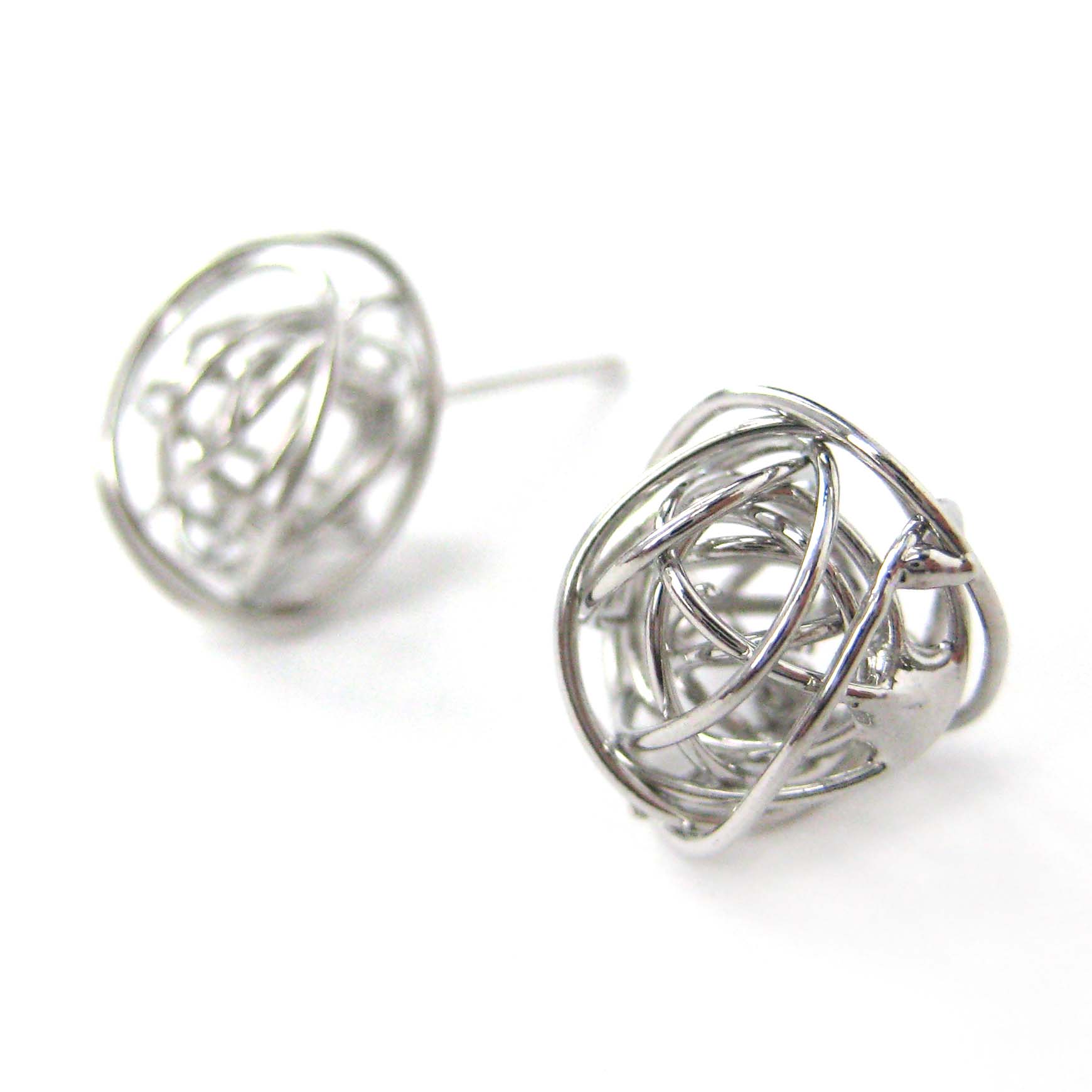 Wire Wrapped Round Stud Earrings in Silver · DOTOLY Animal Jewelry