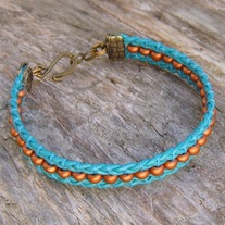 Turquoise Leather Beaded Cuff Bracelet