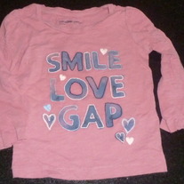 Pink Shirt-Smile Love Gap-Baby Gap Size 12-18 Months