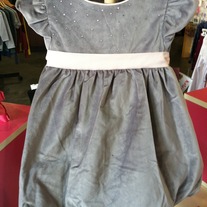 Biscotti By Kate Mack Silver Dress w/Pink Bow
