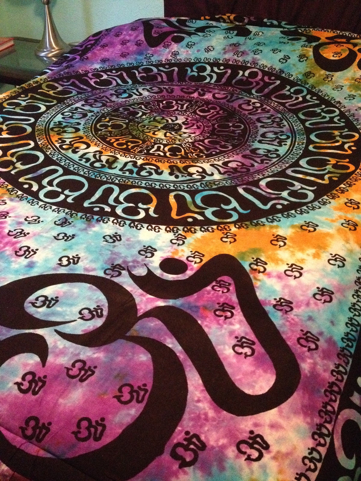 om aum yoga indian chakra tie dye hippie boho india indian wall chakra sheets