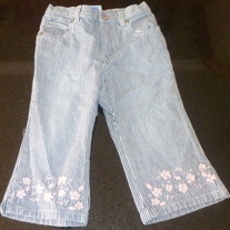 Navy/White Striped Pants with Pink Flowers-Old Navy Size 18-24 Months