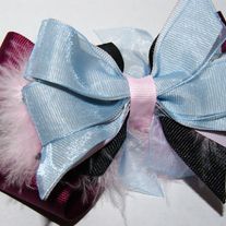 Deep Burgundy, Pink, Pale Blue with a little fluffy Boutique Hair Bow