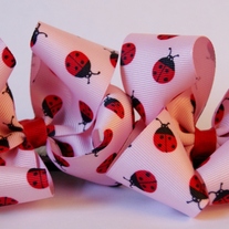 Pink and Red LadyBug Classic Hair Bow Set