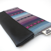 BLACK LEATHER + AGUAYO FABRIC CLUTCH