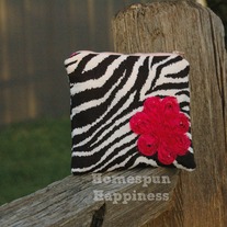 Zippy Pouch ~ Zebra with Hot Pink Flower