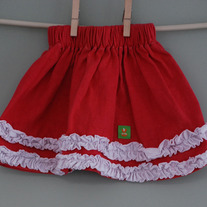 Ruffle Skirt 12m- white on pink