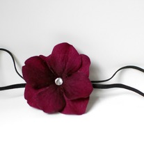 Velvet flower on elastic headband