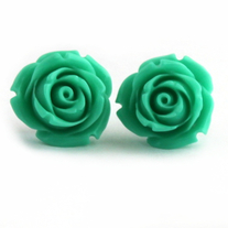 Mint Green Rose Earrings