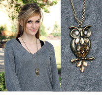 Vintage Burnished Gold Owl Pendant