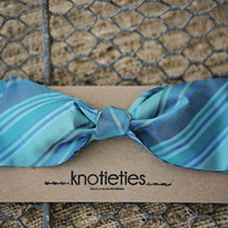 big silk knotiebow headband - plaid turquoise