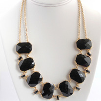 Black Linked Geo Necklace