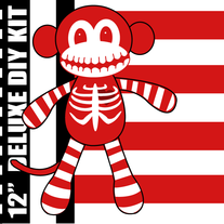 Deluxe Red and White Skeleton Sock Monkey DIY Kit