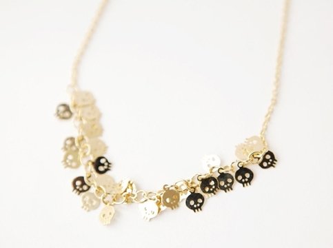 Tiny Skull Necklace - Gold