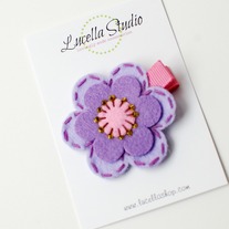 Felt flower clip, Purple/Pink