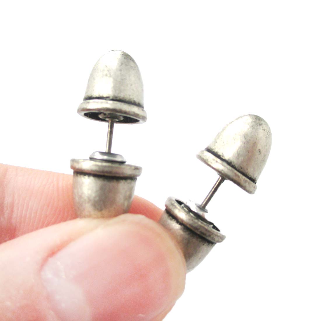 Bullet Shaped Faux Plug Fake Gauge Stud Earrings in Silver · DOTOLY Animal Jewelry · The Animal