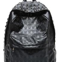 Black Skull Print Studded Backpack