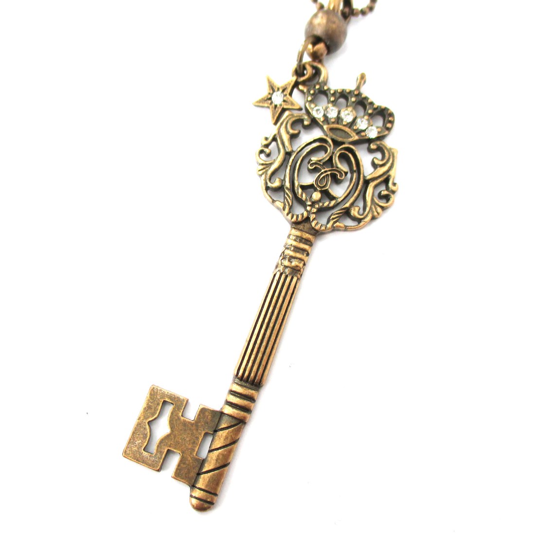 Antique Skeleton Key and Star Charm Necklace in Bronze · DOTOLY Animal